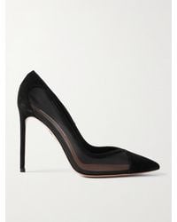 Aquazzura - Studio 105 Mesh-Paneled Suede Pumps - Lyst