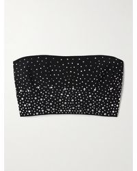Alex Perry - Strapless Cropped Crystal-Embellished Tulle Top - Lyst