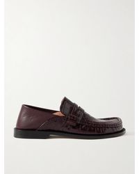 Loewe - Campo Collapsible-Heel Croc-Effect Leather Loafers - Lyst