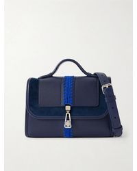 Gabriela Hearst - Leonora Small Crochet And Suede-Trimmed Leather Top-Handle Bag - Lyst