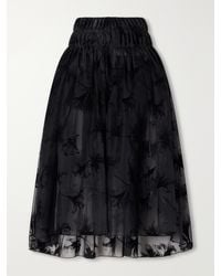 PAULINE DUJANCOURT - Rebecca Velvet-Trimmed Organza Midi Skirt - Lyst