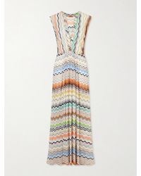 Missoni - Pleated Striped Crochet-Knit Maxi Dress - Lyst