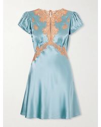 Doen - Junia Lace-Trimmed Silk-Satin Mini Dress - Lyst
