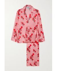 BERNADETTE Pyjama Aus Satin Aus Einer Seidenmischung Mit Blumenprint Und Paspeln - Pink