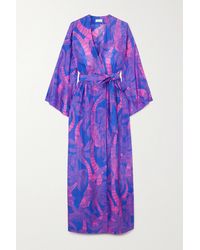 Dries Van Noten Doosey Belted Printed Silk Wrap Maxi Dress - Blue