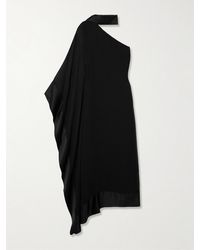 ‎Taller Marmo - Betsy Spirito Asymmetrisches Kleid Aus Seidenchiffon Mit Seidensatinbesätzen - Lyst