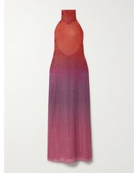 Oséree - Lumière Ombrè Metallic Stretch-Knit Halterneck Maxi Dress - Lyst