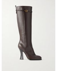Burberry - 100 Belted Leather Knee-High Boots - Lyst