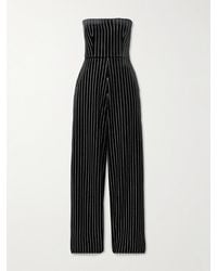 Alex Perry - Crystal-Embellished Strapless Velvet Jumpsuit - Lyst