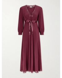 RIXO London - Adaline Bow-Detailed Lace-Trimmed Silk Maxi Dress - Lyst