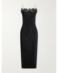FFORME - Lumie Lace-Trimmed Pleated Satin Midi Dress - Lyst