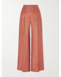 Giuliva Heritage - Amanda Fringed Silk Wide-Leg Pants - Lyst