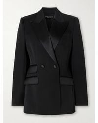 Dolce & Gabbana - Blazer Aus Twill Aus Einer Wollmischung Mit Besätzen Aus Seidensatin - Lyst