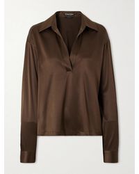 Tom Ford - Silk-Blend Satin Blouse - Lyst
