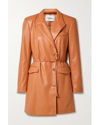 Nanushka Remi Minikleid Aus Veganem Leder Mit Bindegürtel - Braun