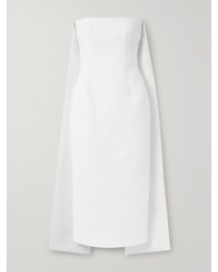 Emilia Wickstead - Xanthe Strapless Cape-Effect Cloqué Midi Dress - Lyst