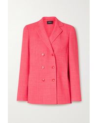 Akris Double-breasted Checked Wool-blend Blazer - Pink