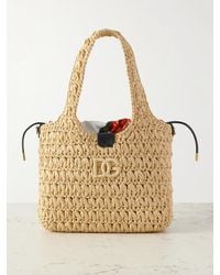 Dolce & Gabbana - Tote Aus Raffiabast Mit Lederbesätzen - Lyst