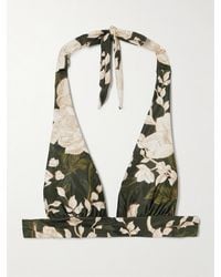 Agua Bendita - Marimar Gardenia Floral-Print Recycled Halterneck Bikini Top - Lyst