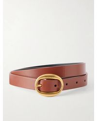 Saint Laurent - Logo-Engraved Leather Belt - Lyst