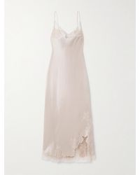 Carine Gilson - Lace-Trimmed Silk-Satin Nightdress - Lyst