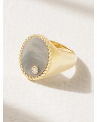 Yvonne Léon - 9-Karat, Mother-Of-Pearl And Diamond Signet Ring - Lyst