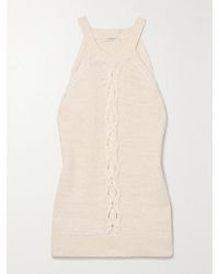 Lafayette 148 New York - Sequin-Embellished Cable-Knit Linen-Blend Tank - Lyst