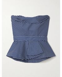 ANDRES OTALORA - Alborada Trägerloses Oberteil Aus Gestreiftem Stretch-Baumwoll-Twill Mit Schößchen - Lyst