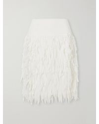 St. Agni - Rib-Trimmed Fringed Chiffon Midi Skirt - Lyst