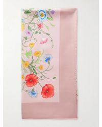 Gucci - Flora Floral-Print Silk-Twill Scarf - Lyst