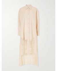 Zimmermann - Valiant Asymmetric Lace-Trimmed Stretch-Wool Shirt - Lyst