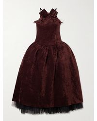 ShuShu/Tong - Bow-Embellished Crushed-Velvet Midi Dress - Lyst