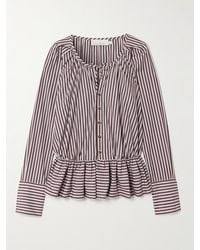 LIBEROWE - The Vanguard Striped Cotton-Poplin Peplum Blouse - Lyst