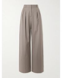 Loulou de Saison - Sbiru Pleated Wool-Twill Straight-Leg Pants - Lyst