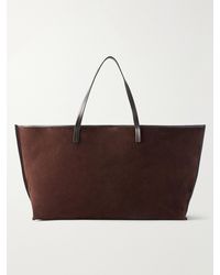 STAUD - Christos Large Leather-Trimmed Suede Tote Bag - Lyst