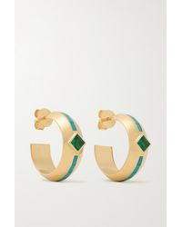 Emily P. Wheeler + Net Sustain Emma 18-karat Recycled Gold, Turquoise And Emerald Hoop Earrings - Metallic