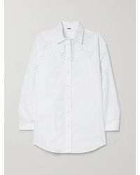 Adam Lippes - Embroidered Crochet-Trimmed Cotton-Poplin Shirt - Lyst