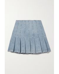 Alice + Olivia Carter Pleated Denim Mini Skirt in Blue | Lyst