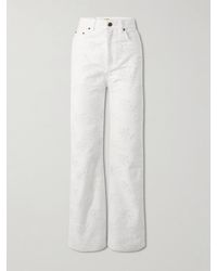 Chloé - High-Rise Straight-Leg Broderie Anglaise Organic Jeans - Lyst