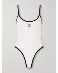 Versace - Logo-Embroidered Ribbed Cotton Bodysuit - Lyst