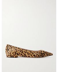 Gianvito Rossi - Leopard-Print Pony Hair Point-Toe Flats - Lyst