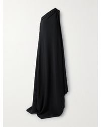 Balenciaga - Asymmetric One-Shoulder Frayed Draped Crepe Gown - Lyst