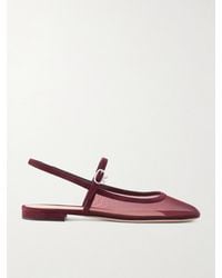 Gianvito Rossi - Suede-Trimmed Mesh Slingback Flats - Lyst