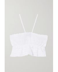 MaisonCléo + Net Sustain Mimi Ruffled Broderie Anglaise Cotton Top - White