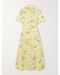 Erdem - Floral-Print Cotton-Seersucker Midi Shirt Dress - Lyst
