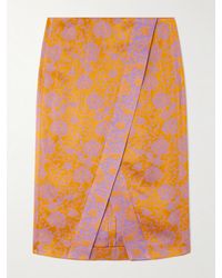 Dries Van Noten - Midirock Aus Satin Mit Jacquard-Muster Und Wickeleffekt - Lyst