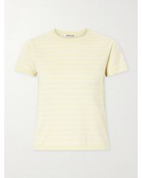 AURALEE - Knitted Striped Cotton T-Shirt - Lyst