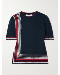 Rabanne - Oberteil Aus Chenille Aus Einer Baumwollmischung Mit Streifen Und Zierknöpfen - Lyst