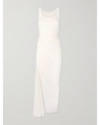 Alaïa - Gathered Stretch-Jersey Midi Dress - Lyst