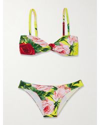 Dolce & Gabbana - Twist-Front Floral-Print Bikini - Lyst